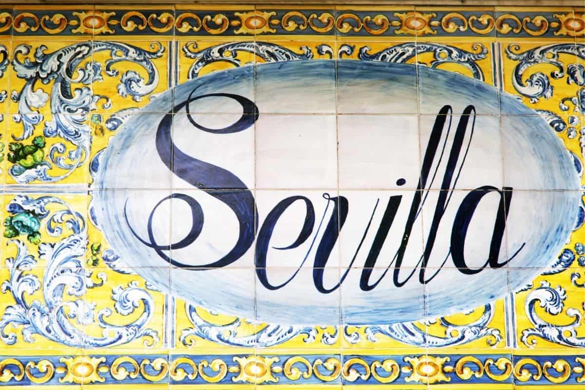 Tiled Sevilla sign in Spain