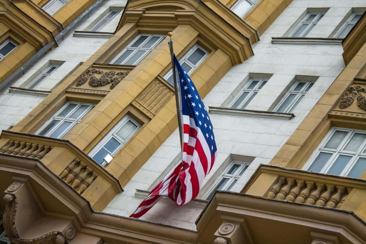 American Flag Outside US Embassy