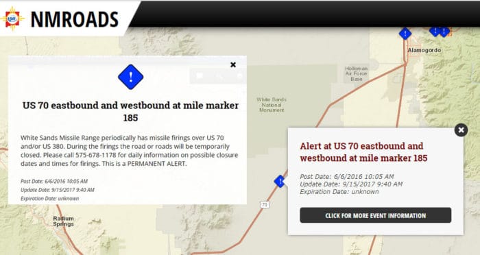 Be sure to check for road closures before heading to White Sands National Park