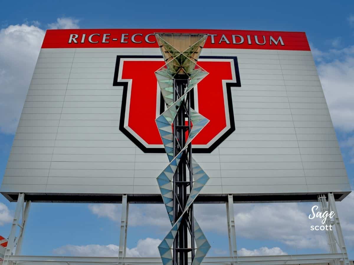 Olympic cauldron at Rice-Eccles Stadium at the University of Utah in Salt Lake City