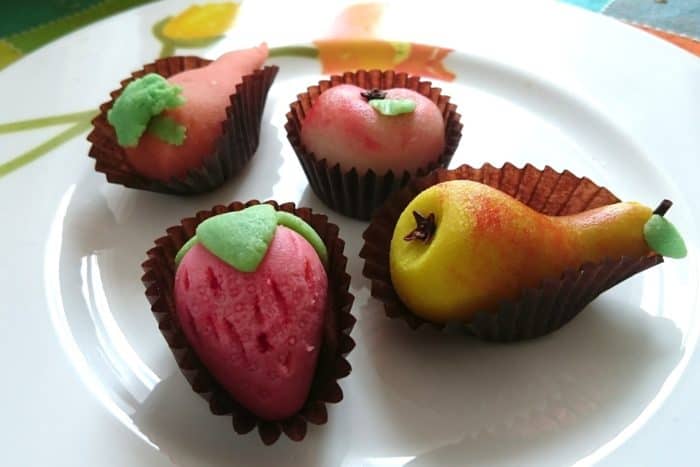 Fruit made out of almond paste