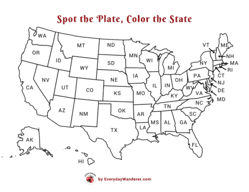 Spot The Plate Color The State License Plate Bingo