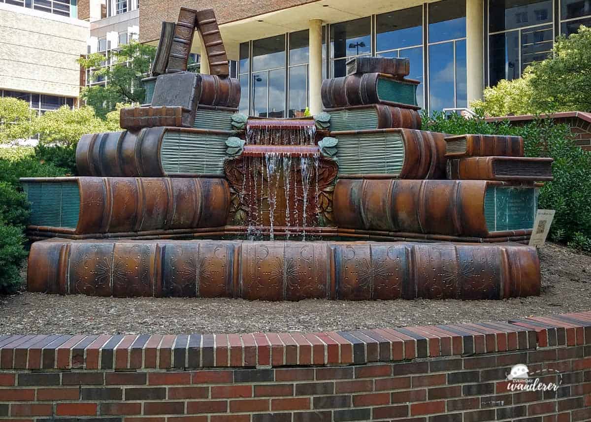 Book fountain outside the Main Cincinnati Public Library at 8th & Vine