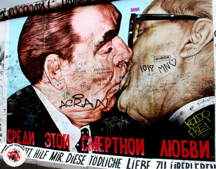 A mural painted on a section of the old Berlin Wall.