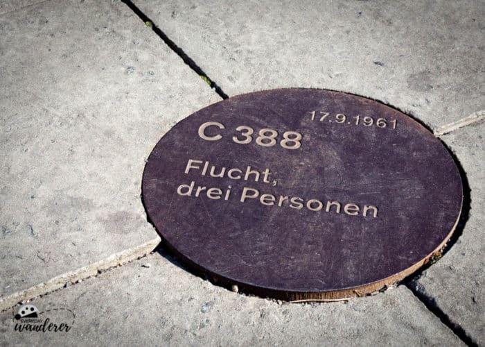 This marker indicates the spot where three people successfully fled East Berlin on September 17, 1961.