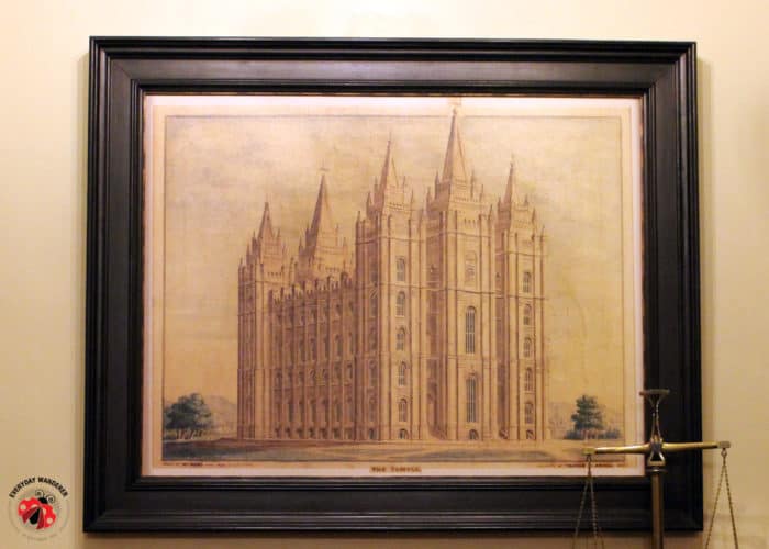 A painting of the Salt Lake Temple in Brigham Young's office in the Beehive House.