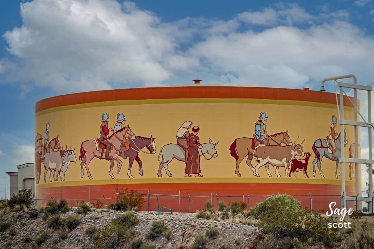 A water tank featuring Jornada del Muerto