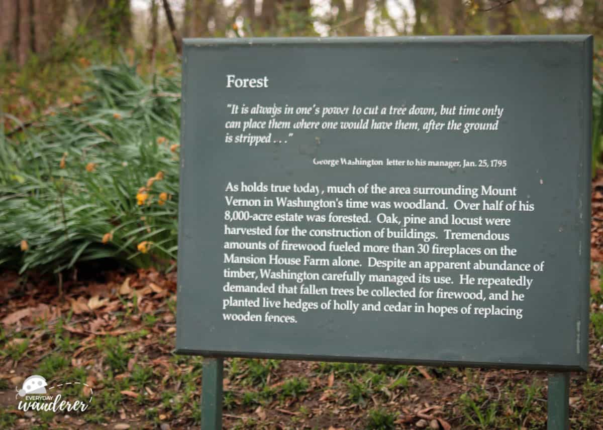 A sign featuring a quote by George Washington at Mount Vernon.