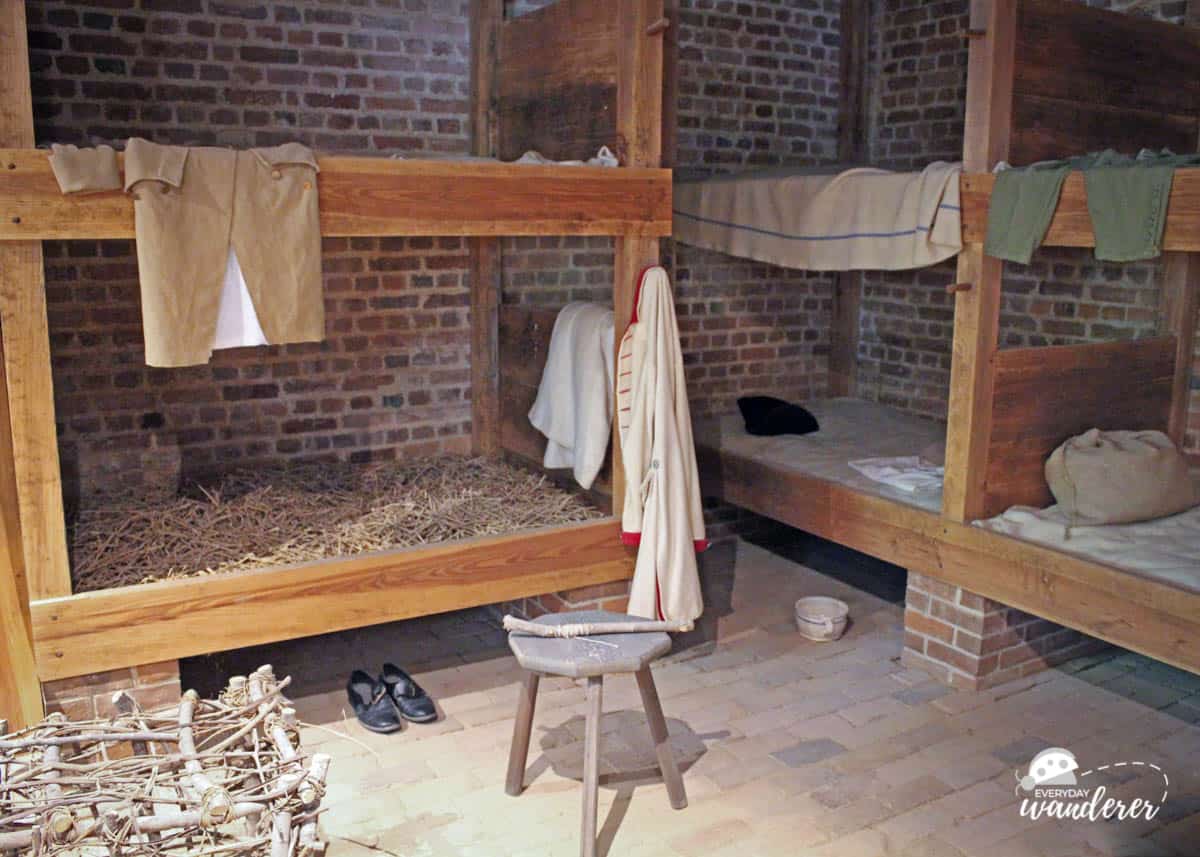 Wooden bunks in the slave quarters at George Washington's Mount Vernon estate.