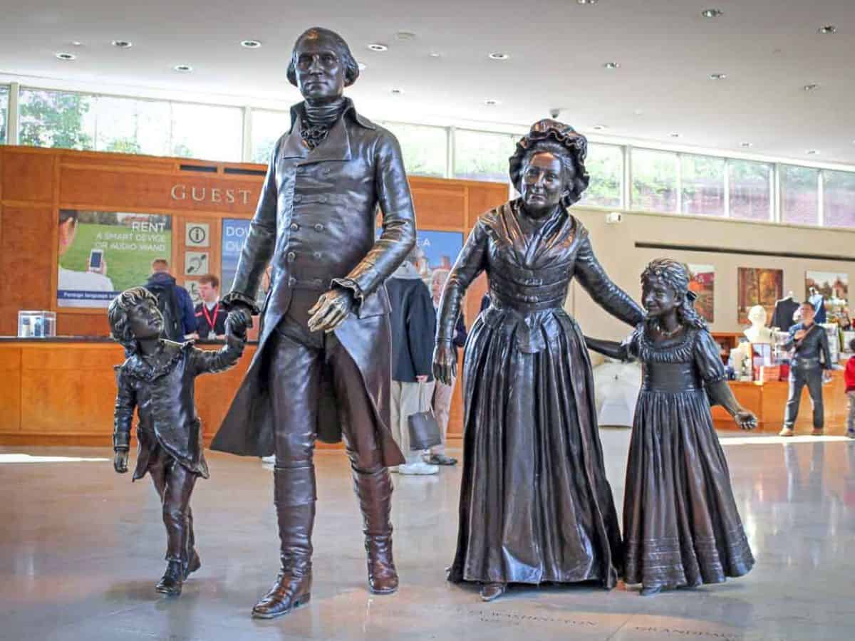 Bronze statues of the Washington family at Mount Vernon.