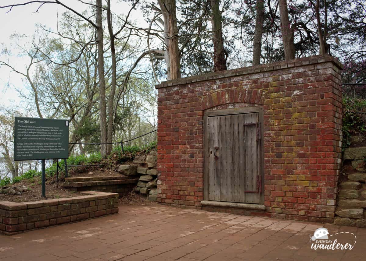 A brick structure that was George Washington's original burial site at Mount Vernon
