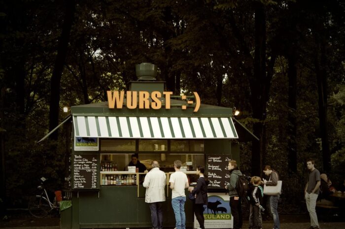 A snack bar selling wurst in Germany