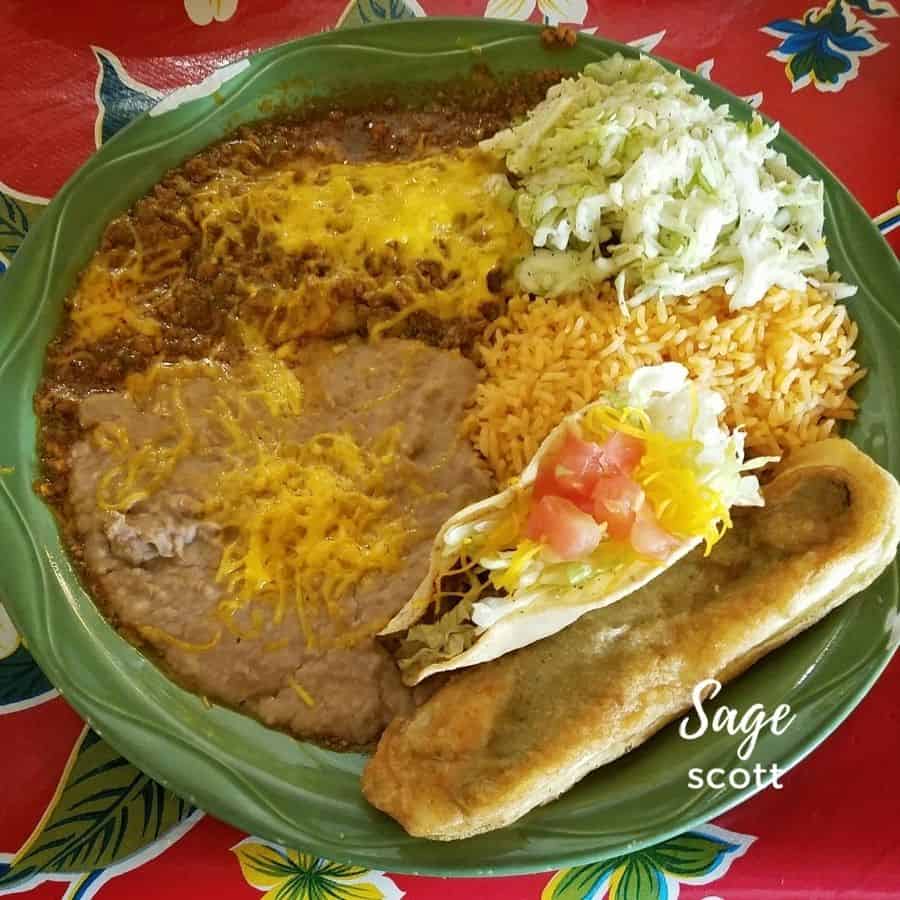 A combination plate of Mexican food at La Posta in Mesilla