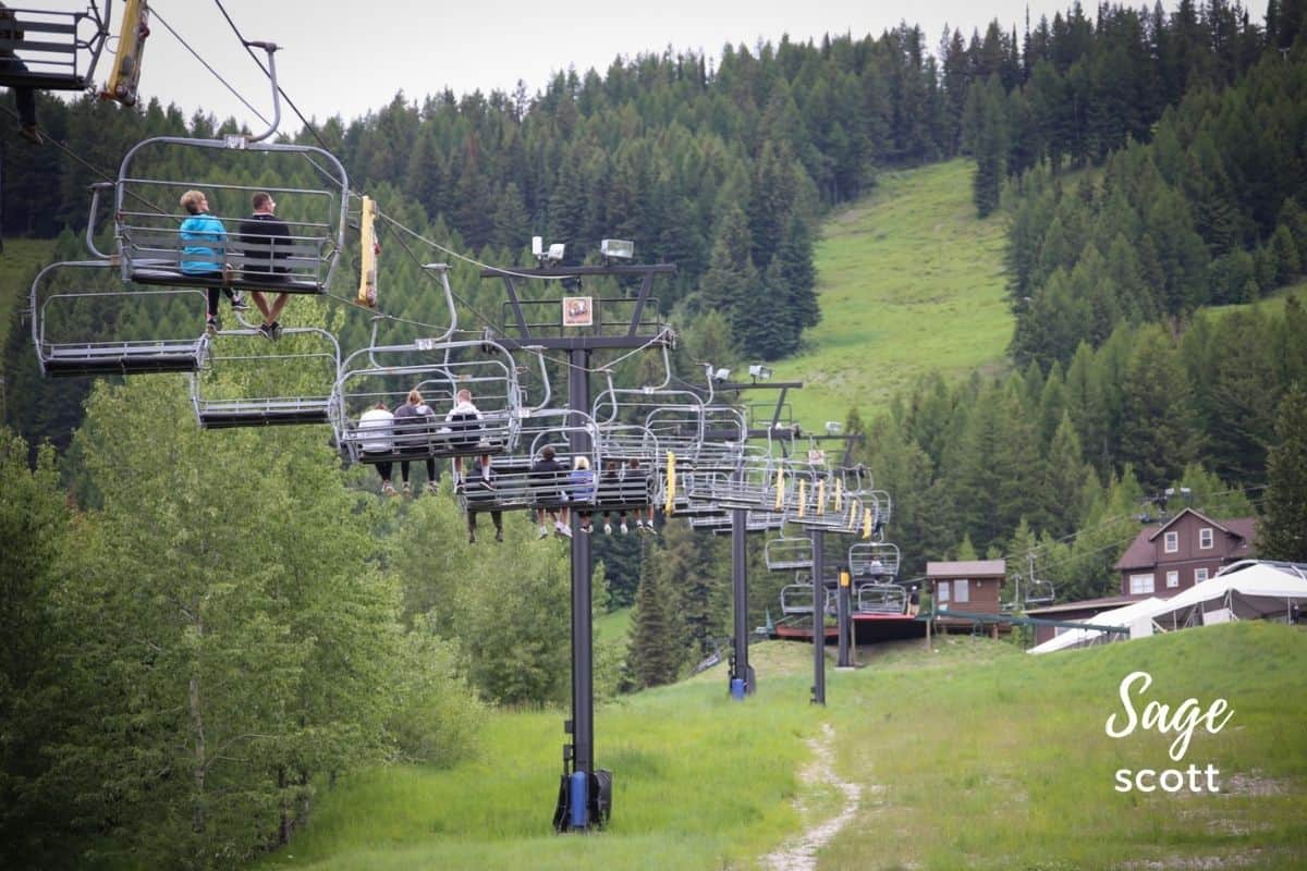 The chairlift at Whitefish Mountain in summertime