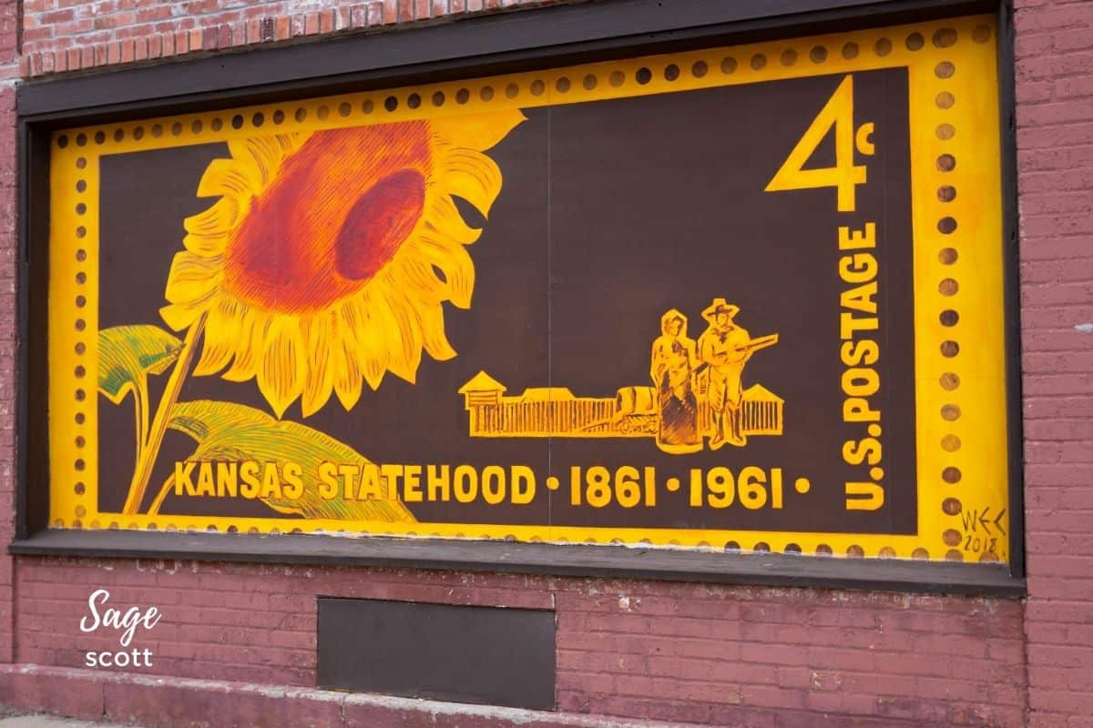 Kansas Statehood Stamp Mural in Abilene KS