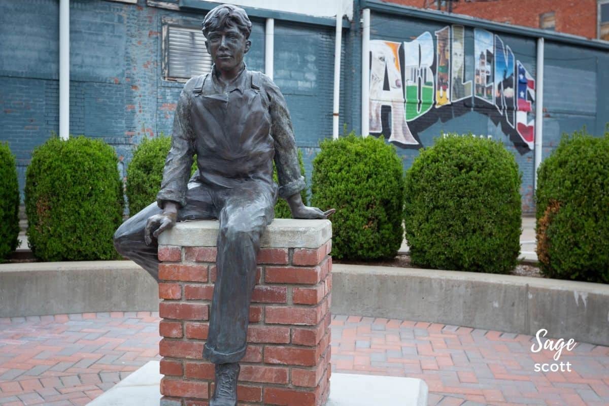 Statue of a Young Dwight Eisenhower in Little Ike Park in Abilene KS