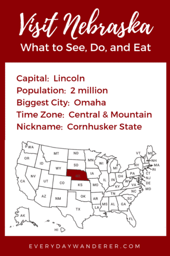 Nebraska is more than football and cornfields. Here's what you should do, see, and eat when you visit Nebraska. #nebraska #UStravel #mwtravel #visitnebraska #omaha #chimneyrock
