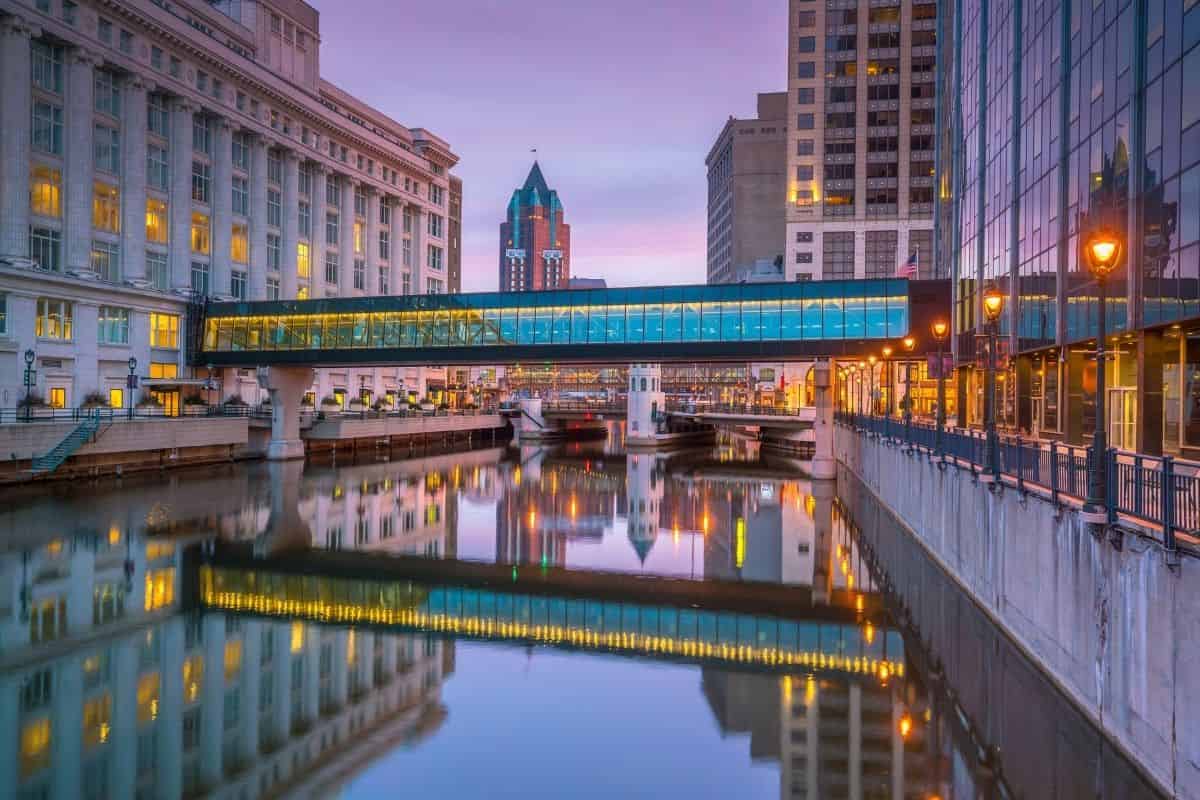 Walkway over water in Milwaukee, Wisconsin