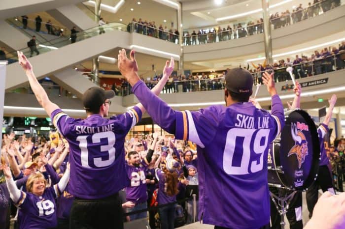A Minnesota Vikings pep rally at Mall of America.