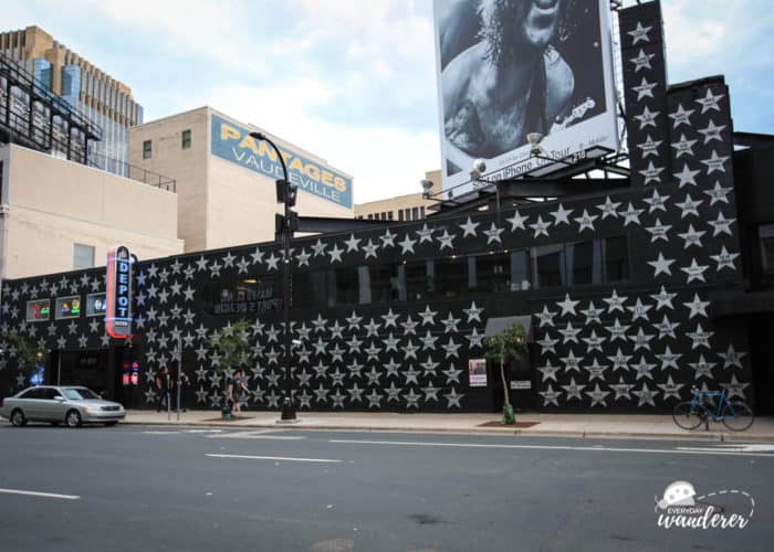 First Avenue is the site of more than 400 downtown Minneapolis murals in the form of silver stars.