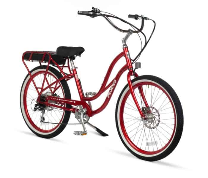 A Pedego Electric Bike is a cross between a mountain bike and a moped.