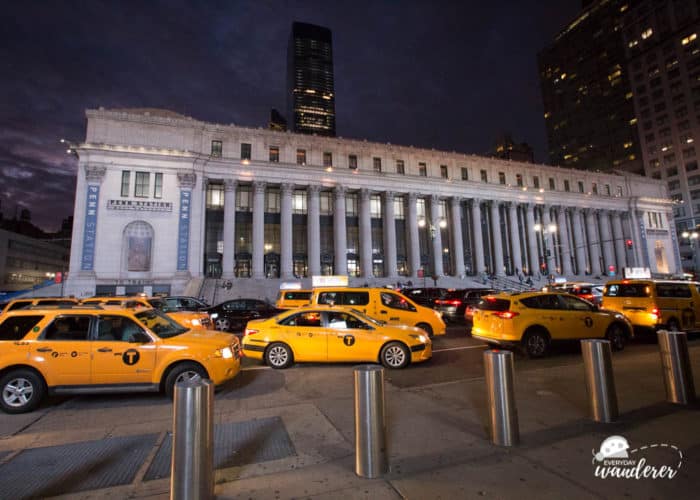 Taxis lined up at New York City's Penn Station