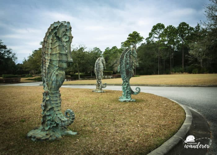 Seahorse sculptures at Barber Marina in Elberta Alabama