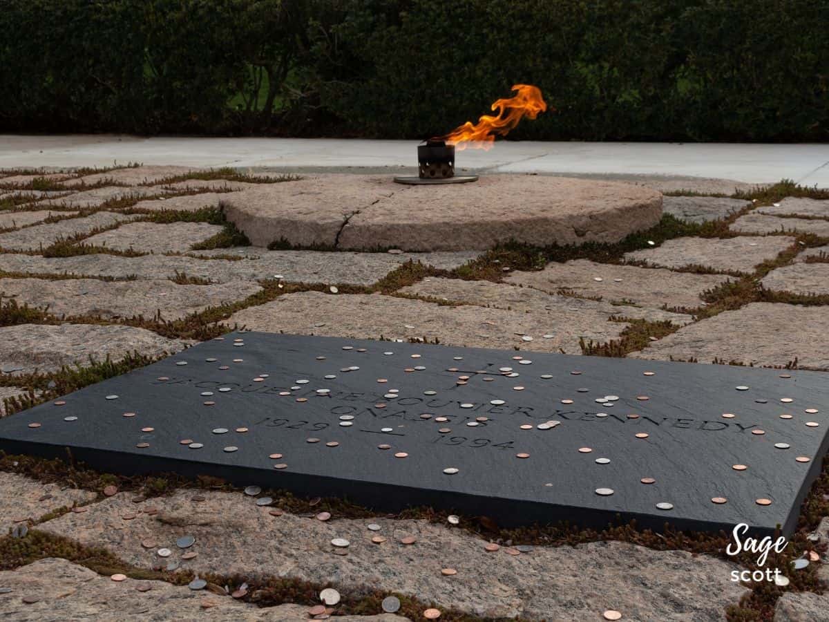 Jackie Kennedy Grave Covered with Coins