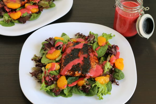 Gluten-free Blackened Salmon with Huckleberry Vinaigrette