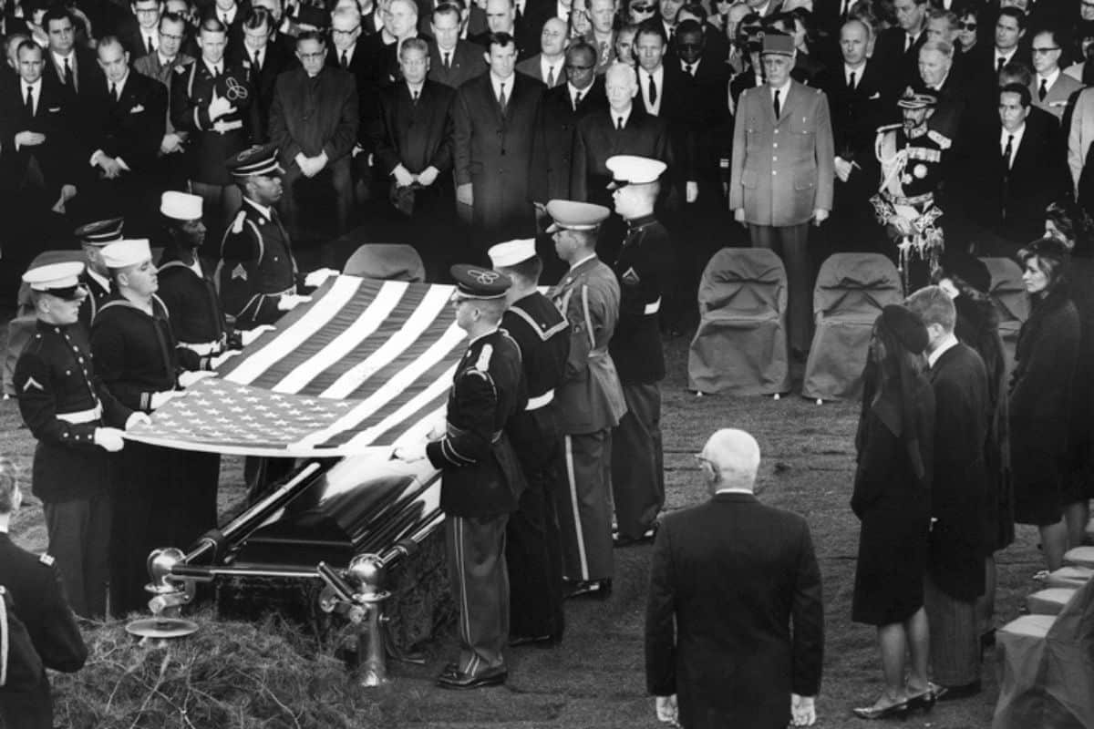 Honor Guard Flag Over JFK Casket