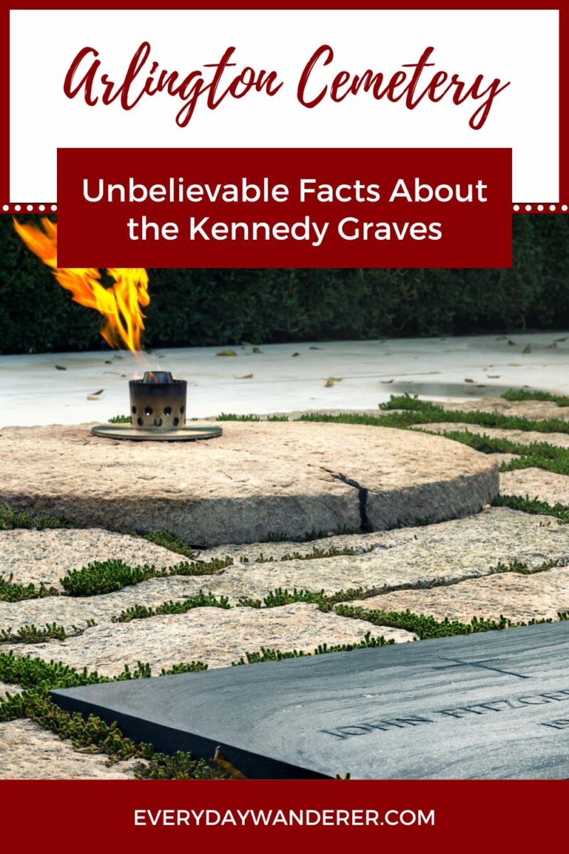 Arlington Cemetery features the eternal flame at the Kennedy graves.
