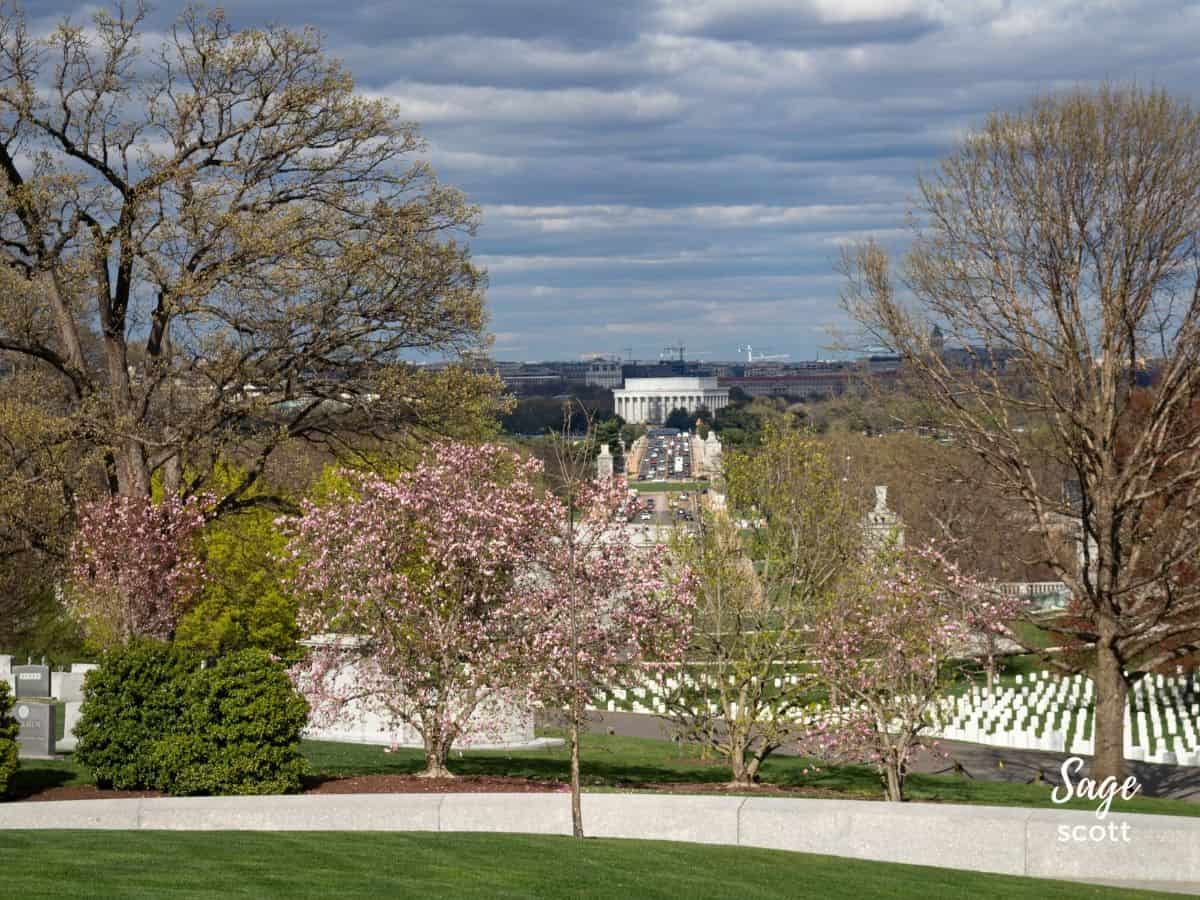 View of the Lincoln Memorial from JFK's Grave at Arlington National Cemetery