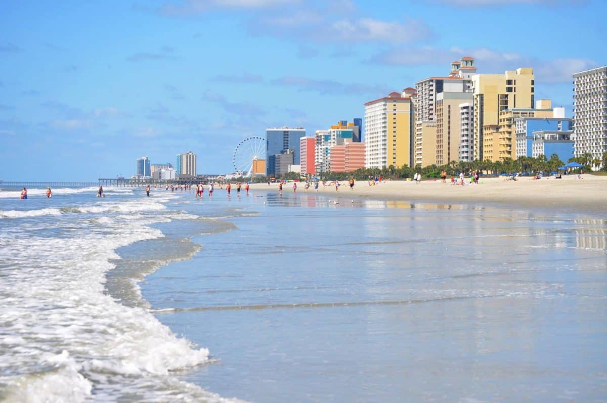 A stretch of sand and sea in Myrtle Beach.