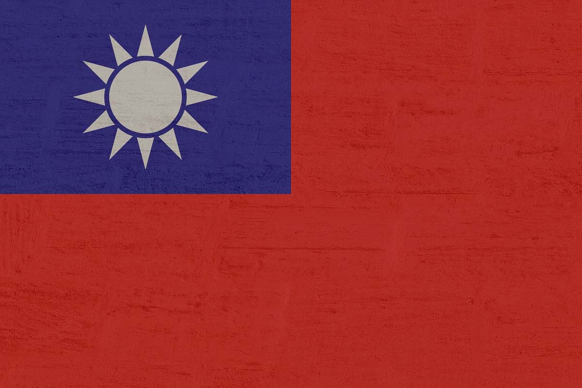 The flag of Taiwan includes a silvery star.