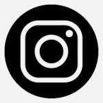 Black and white instagram icon on grey background