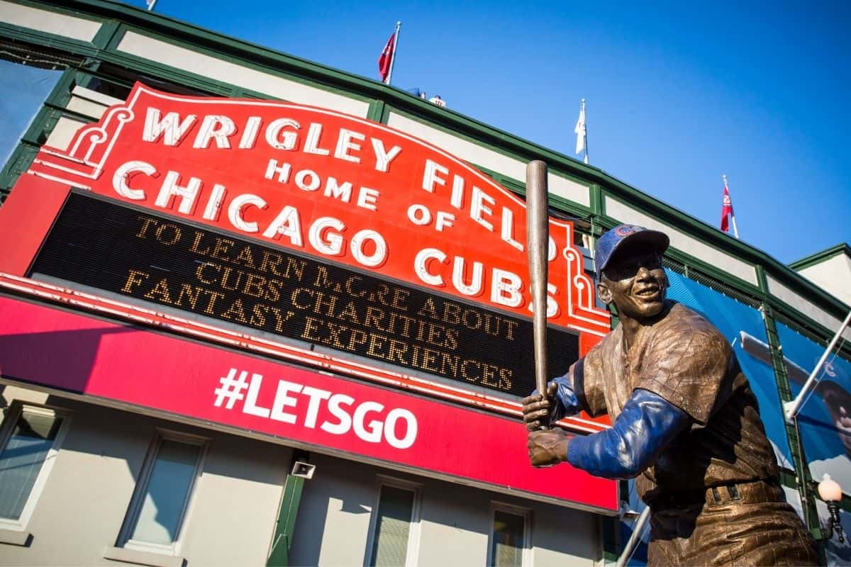 Sign outside Wrigley Field in Chicago