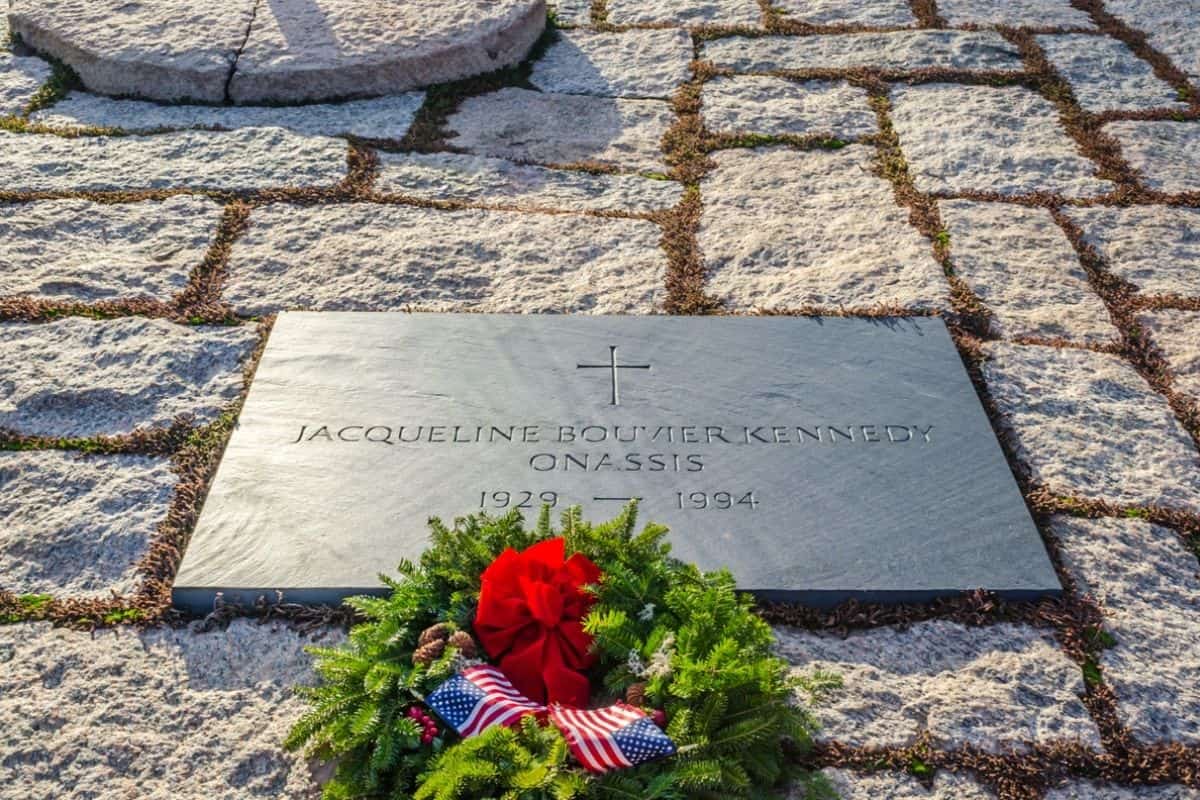 Jackie Kennedy Grave with Floral Wreath