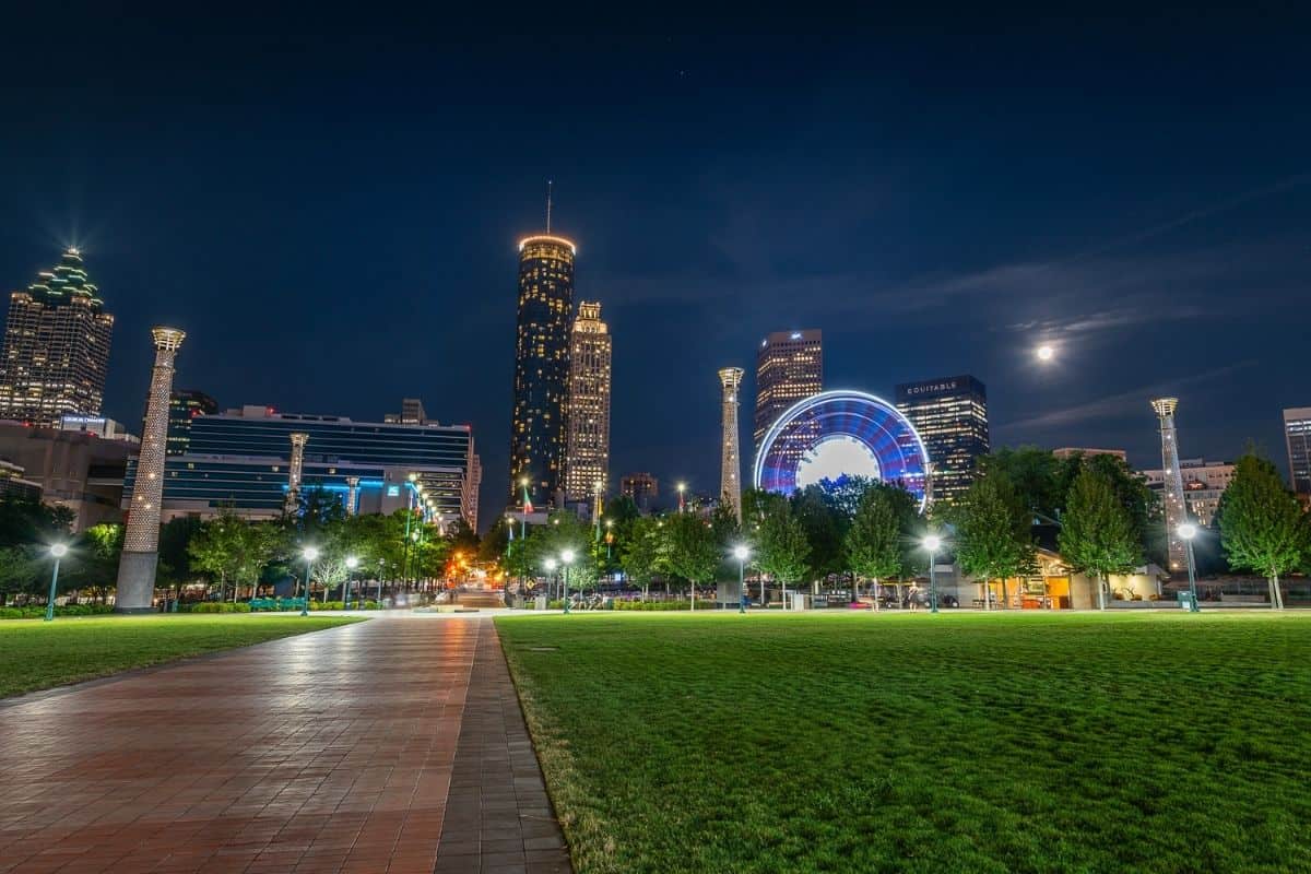 View of Atlanta from Olympic Park at Night