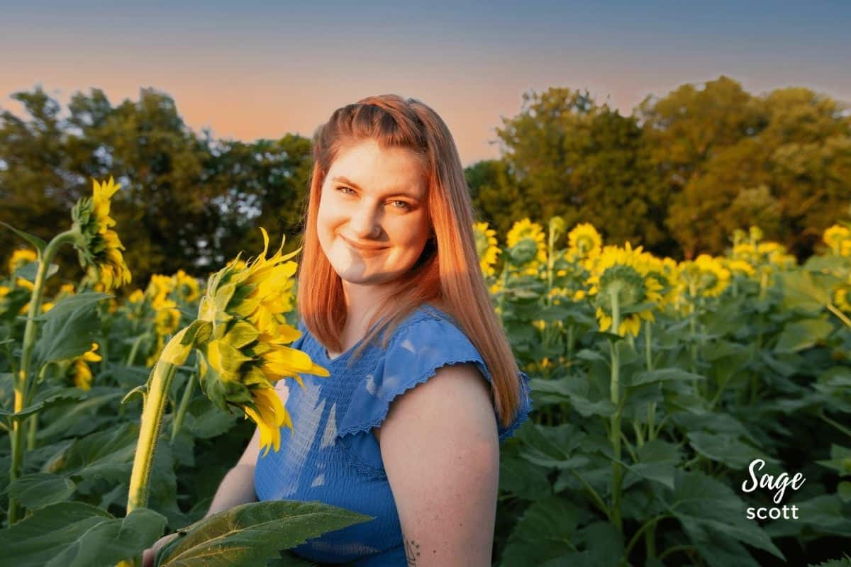 Charlotte in Grinter Sunflower Field