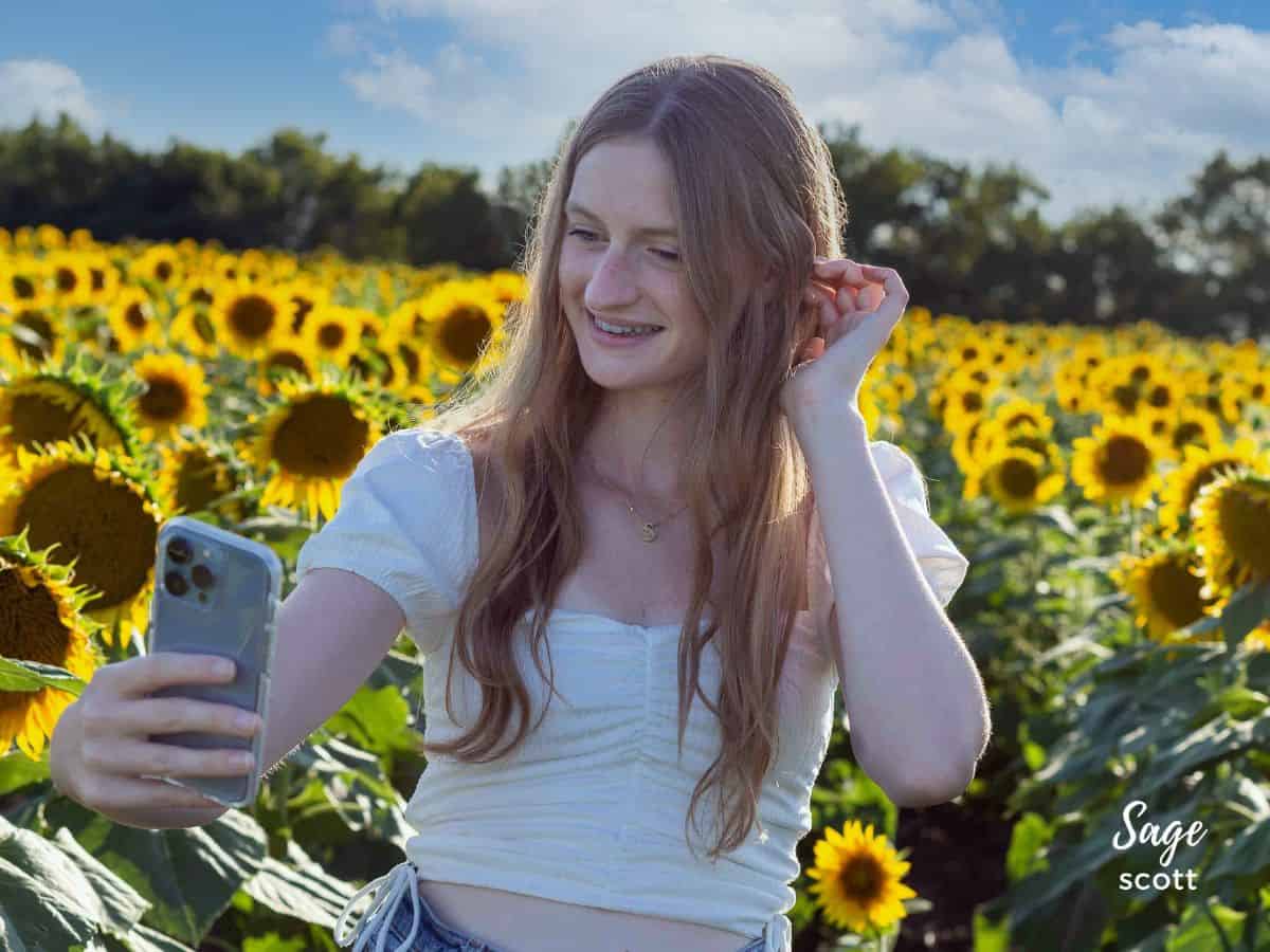 Taking a Selfie in the Sunflower Fields