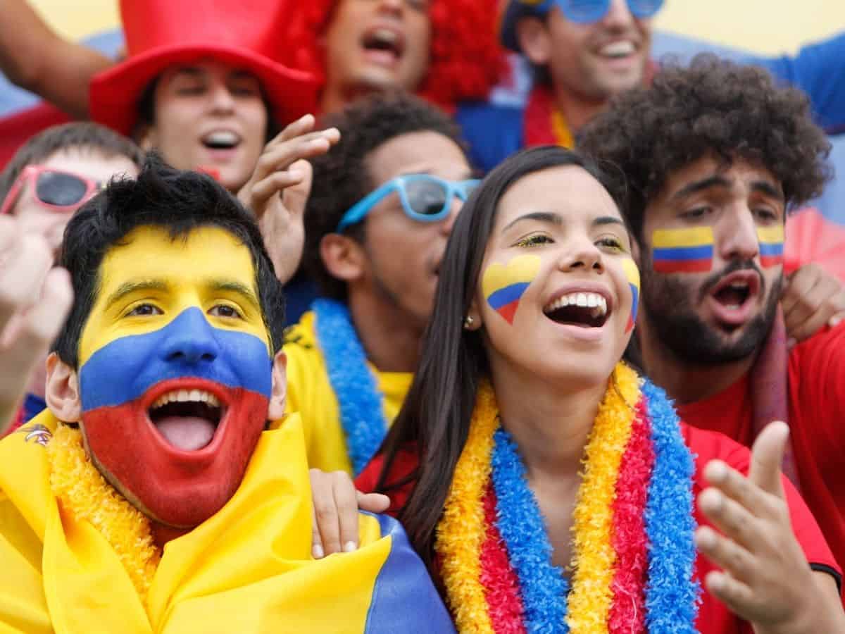Group of Colombias sporting the country's colors