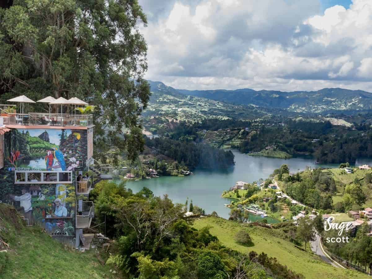 A view of the reservoir in Guatape, Colombia