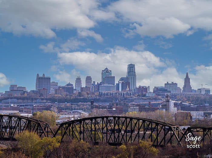 View of Downtown Kansas City from Strawberry Hill in KCK