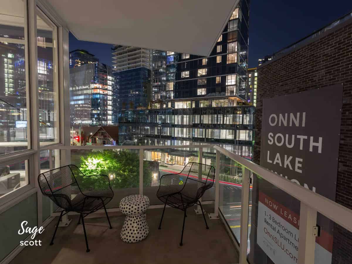 Balcony of One-Room Suite at Level Seattle - South Lake Union