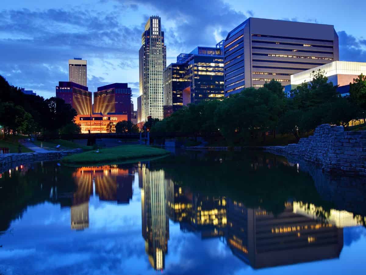 Omaha Nebraska at dusk