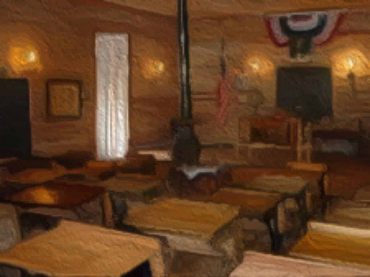 Oil Paint Like Rendering of the Camp Walton Schoolhouse Museum