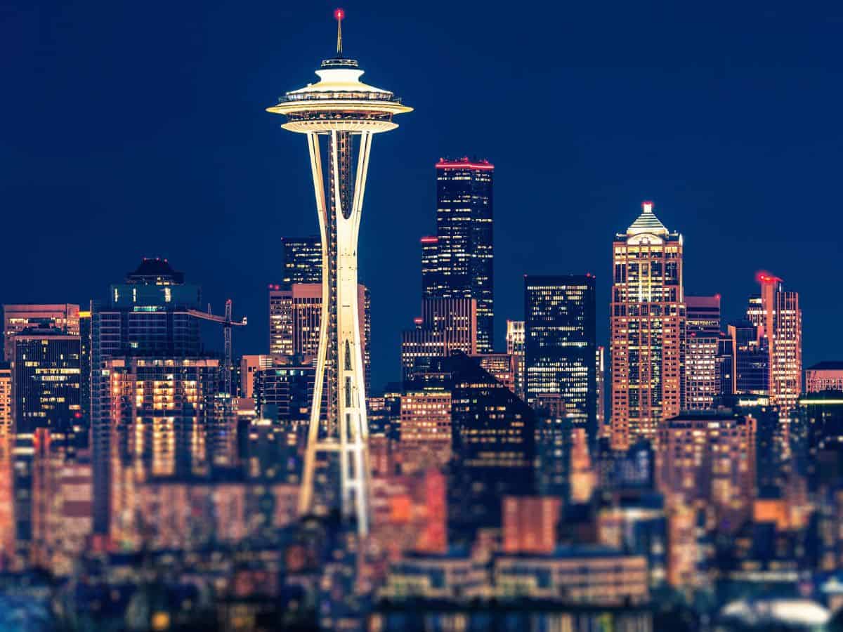 The Space Needle is a prominent part of the Seattle skyline.