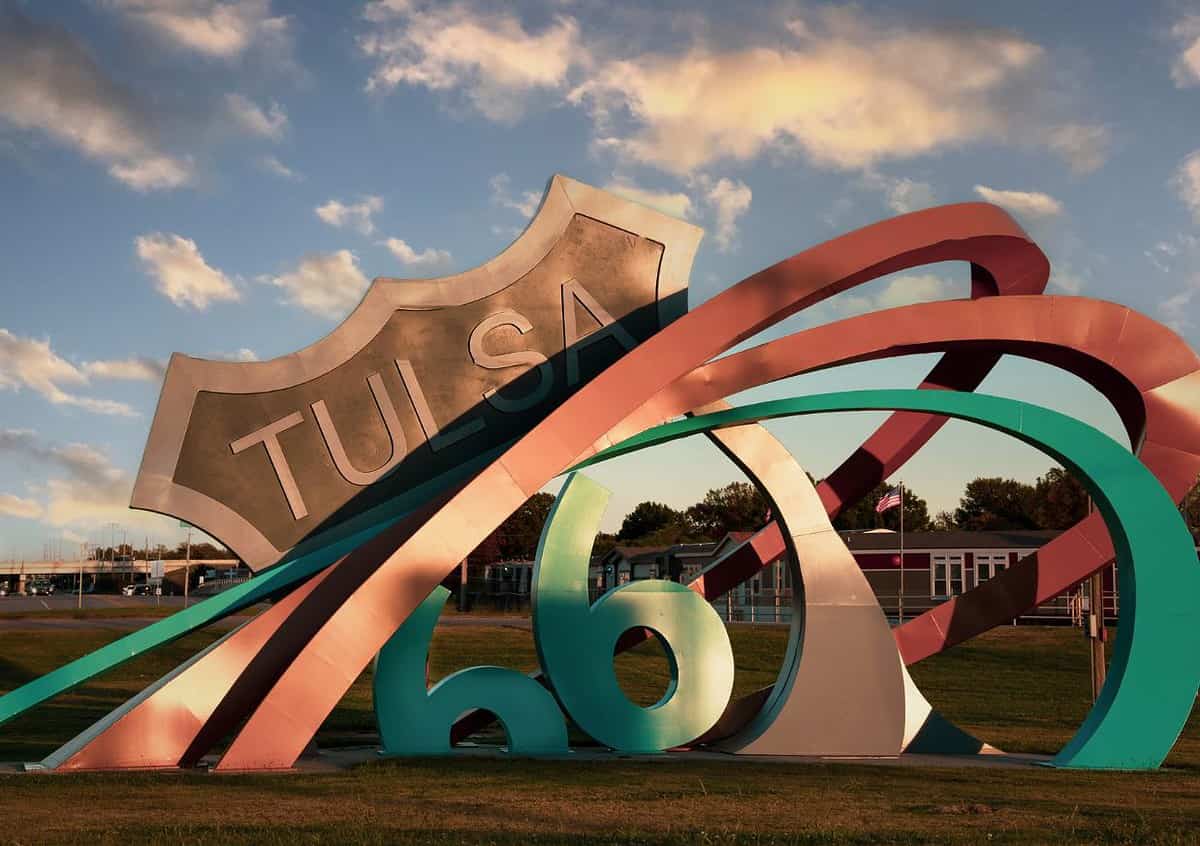 Route 66 Rising sculpture in Tulsa, Oklahoma