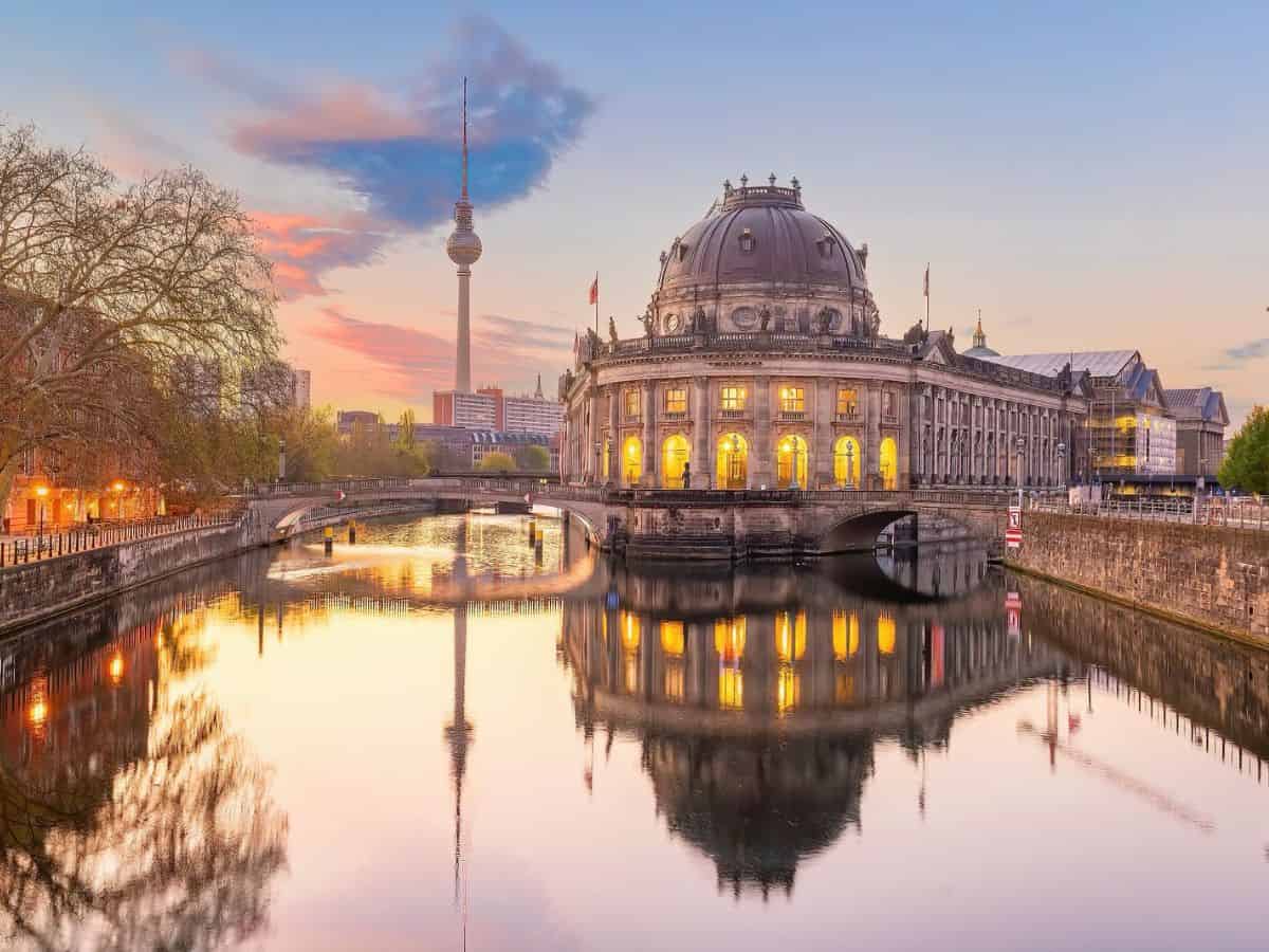 Berlin, Germany, at dusk with the TV tower in the background.