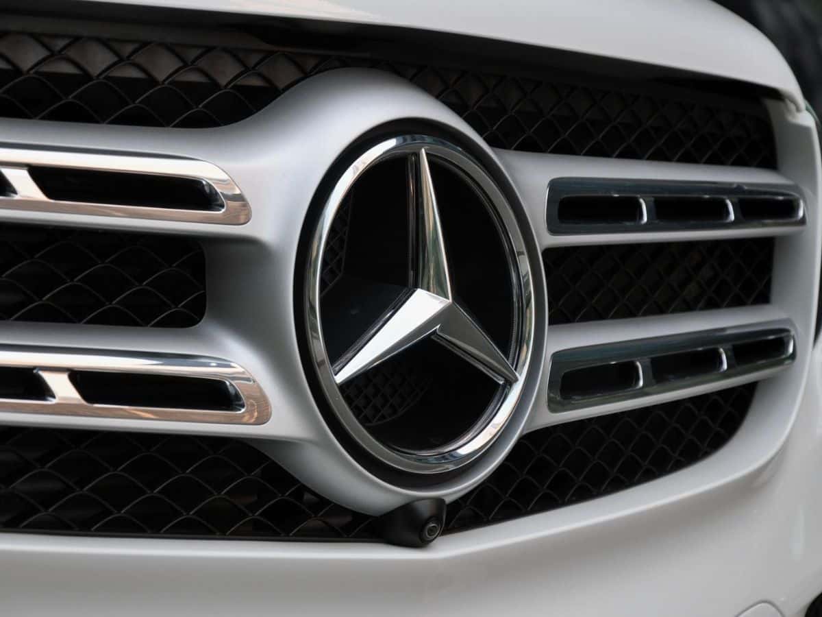 The iconic grille of a Mercedes-Benz showcases one of the many renowned features Germany is famous for - precision engineering and luxury craftsmanship.